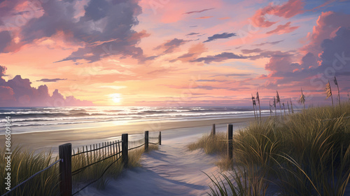 sunset on the beach HD 8K wallpaper Stock Photographic Image  © AA