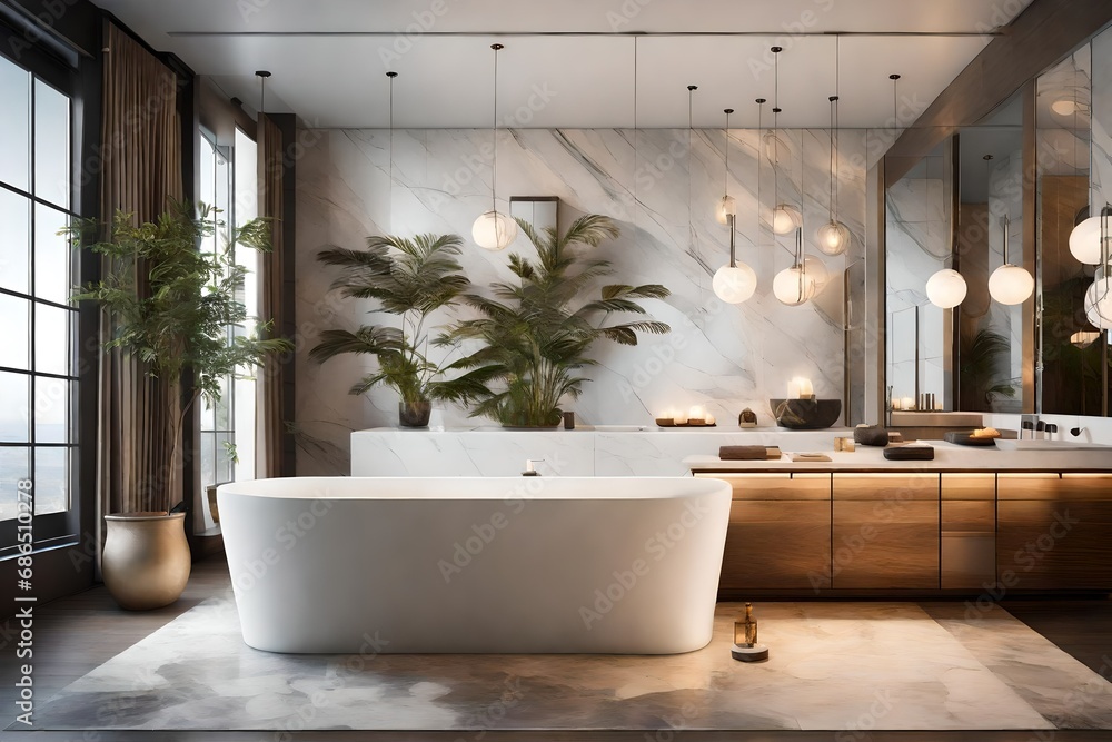 Fototapeta premium bathroom interior with bathtub