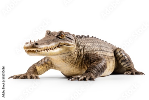 A single crocodile isolated on white background © Lenhard