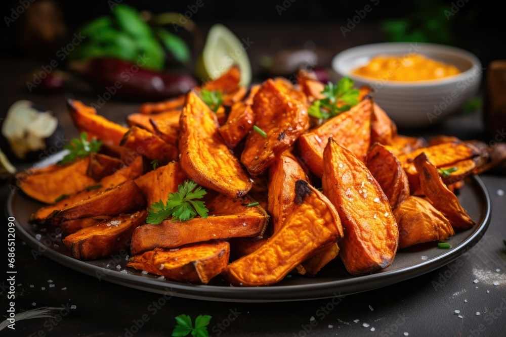 custom made wallpaper toronto digitalDelicious fried sweet potatoes in the air fryer, oven. Korean food. Sweet potato.