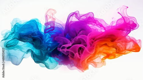 abstract vivid colorful smoke on a white background, rainbow colors smoke waves pattern backdrop, wallpaper