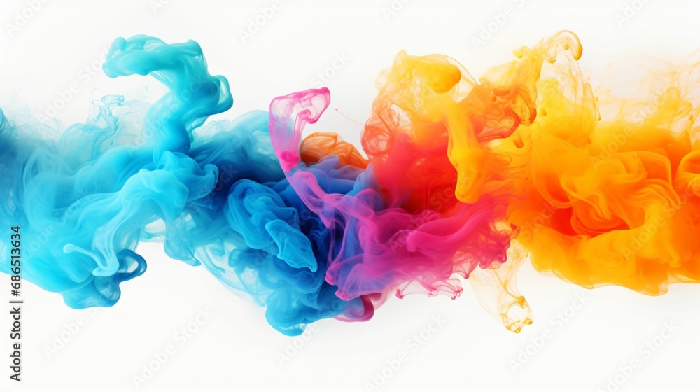 rainbow colors power smoke bomb boom on a white background, rainbow colors smoke waves pattern backdrop, wallpaper