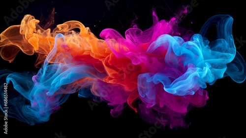 abstract vivid colorful smoke on a black background, rainbow colors smoke waves pattern backdrop, wallpaper © graphicbeezstock