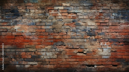 old brick wall with cement texture background, vintage red stone wall backdrop