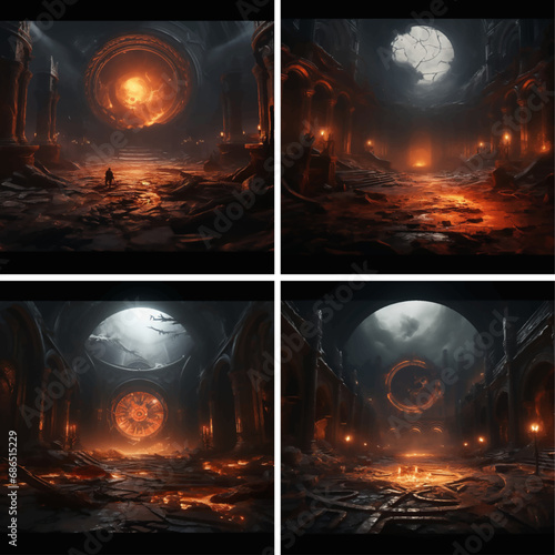 background fantasy night concept world city apocalypse dark armageddon explosion disaster light