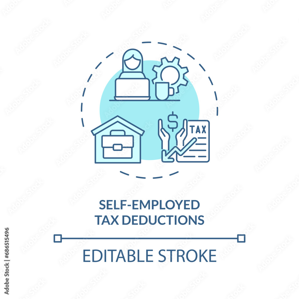 Self-employed tax deduction soft blue concept icon. Reduce taxable income. Tax relief. Type of financial benefit. Round shape line illustration. Abstract idea. Graphic design. Easy to use in article