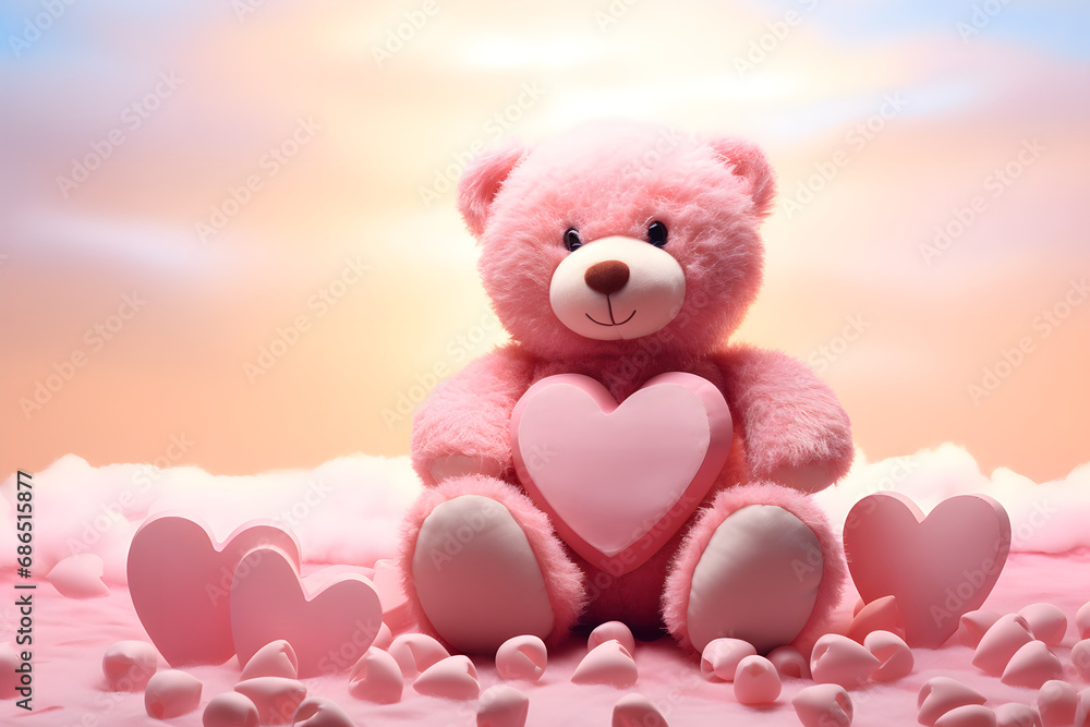 teddy bear with hearts gift, object, isolated, pink, soft, brown, stuffed, valentine, fur, red, child, sitting, fluffy, childhood teddy bear with hearts gift, object, isolated, pink, soft, brown, stuffed, valentine, fur, red, child, sitting, fluffy, childhood