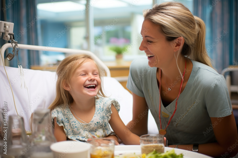 Laughter during mealtime at the hospital