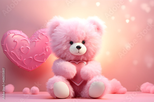 teddy bear with hearts teddy bear, animal, isolated, soft, pink, object, brown, stuffed, present, sitting, romance, white, 