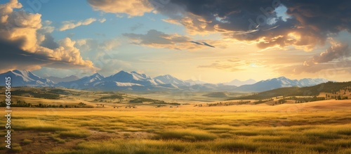 Golden Hour at Pike's Peak with Open Fields photo