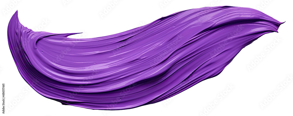 Brush stroke of purple paint, isolated on white