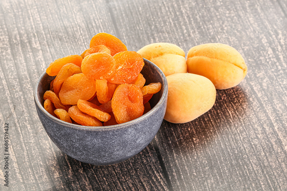 Dried apricot heap in the bowl Dried apricot heap in the bowl