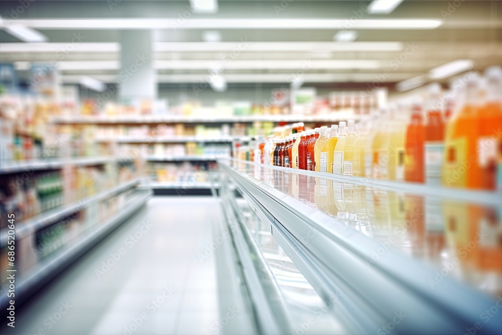 Bright modern Blurred Supermarket Grocery Shelf