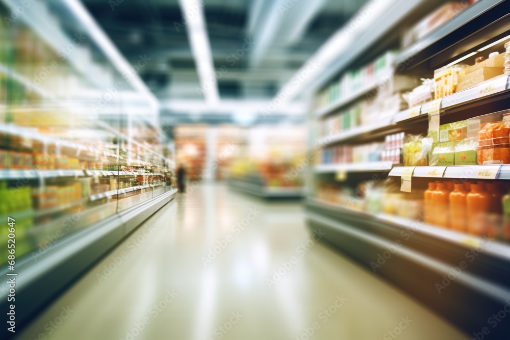 Bright modern Blurred Supermarket Grocery Shelf