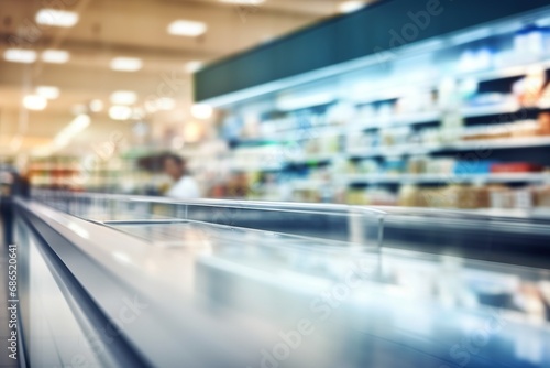 Bright modern Blurred Supermarket Grocery Shelf © AKKA