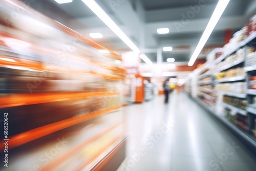 Bright modern Blurred Supermarket Grocery Shelf