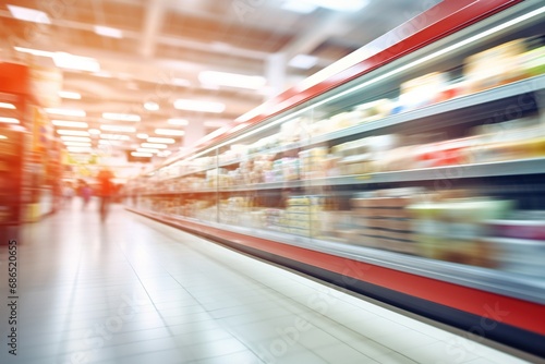 Bright modern Blurred Supermarket Grocery Shelf © AKKA