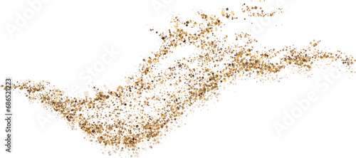 Vector illustration  depicting coffee or chocolate powder in motion  creating a dust cloud that splashes on the ground. The background is light and isolated. Format PNG.