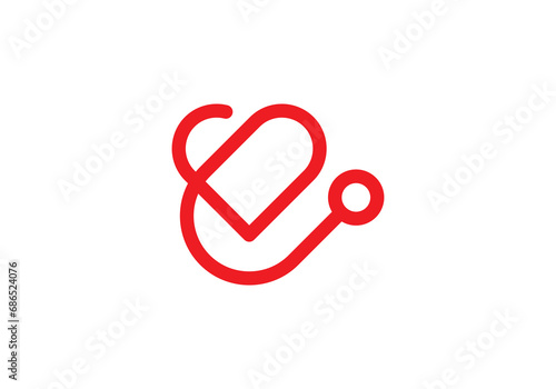 love stethoscope logo healthcare and medical design vector illustration 