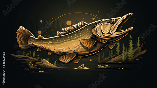 Pike fishing logo