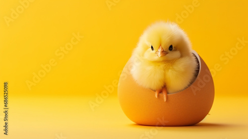 Small yellow chicken in a shell