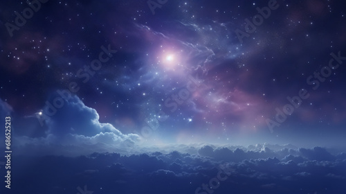 Space night sky with cloud and star