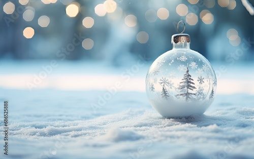 Christmas scenery with snow globe ornament