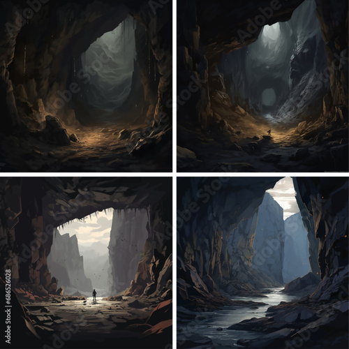 mysterious darkness exploration deep fantasy shadow ground inside silhouette hole scene sand tun