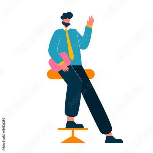 Businessman character set flat illustrations