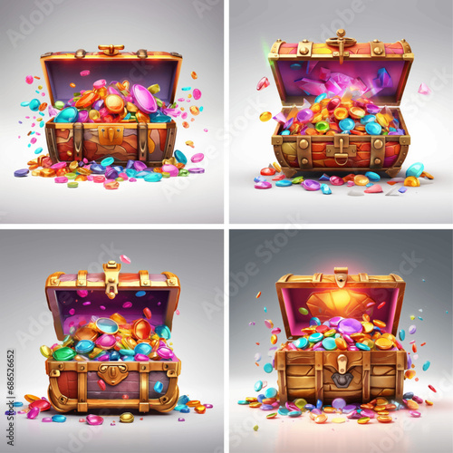 precious pirate treasure chest rich gem wealth jewelry open shiny fortune gemstone luxury money