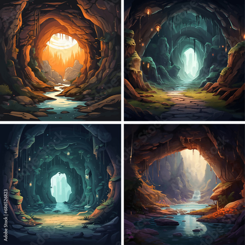 magical jungle stream clip deep fantasy artwork inside earth graphic scenery image hole scene 