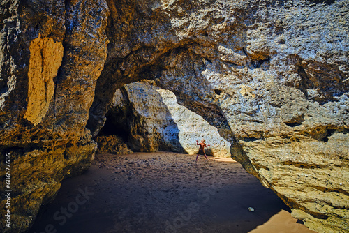 Cave on beach in Portugal 
