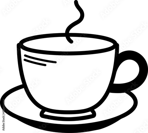 Tea cup hot silhouette in black color. Vector template design.