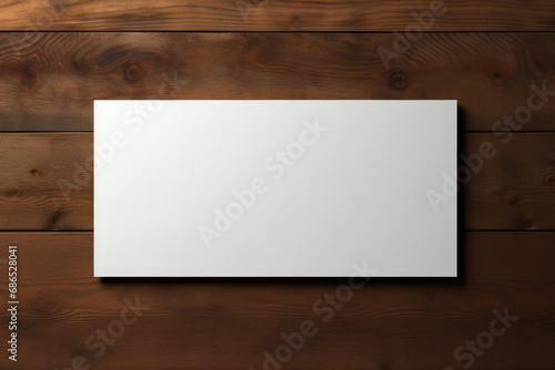 Mockup business card blank on wooden background