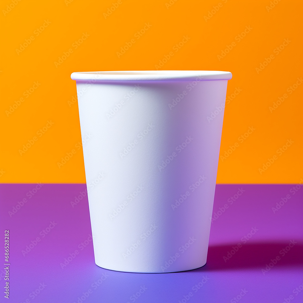 White plastic cup with colored background
White plastic cup with colored background