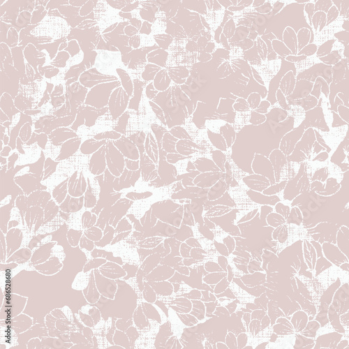 Floral brush strokes seamless pattern design for fashion textiles, graphics, backgrounds and crafts linen texture