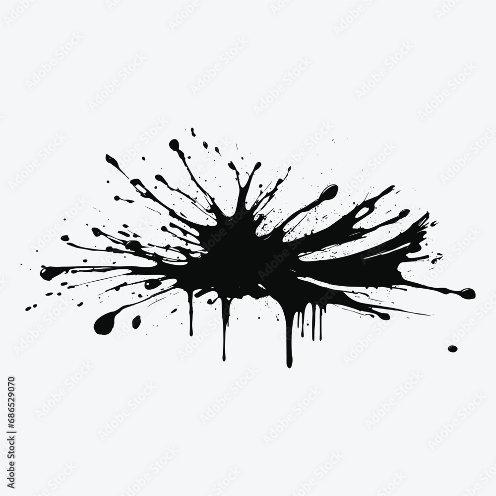 Beautiful black watercolor splash brushes, black paint, ink brush stroke, brush, line or texture.