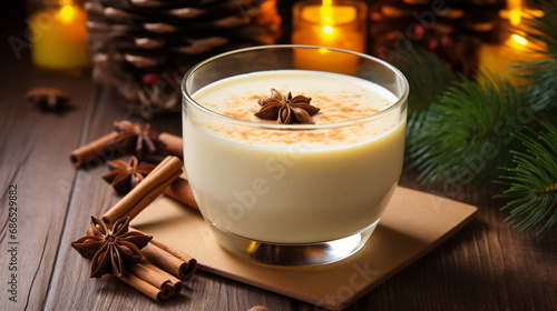 Eggnog with cinnamon for Christmas and winter