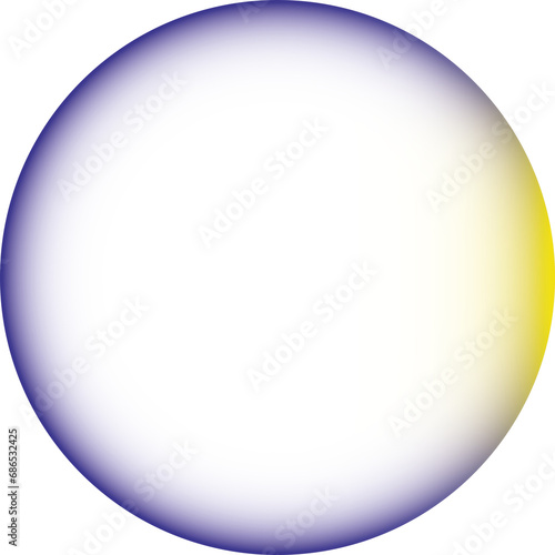 Blauer Kreis, gelber Lichteinfall und Farbverlauf zur Mitte, mit scharfem Rand, transparenter Innenfläche und Hintergrund - als Überlagerung, Overlay und anderweitigen Gestaltungsmöglichkeiten photo