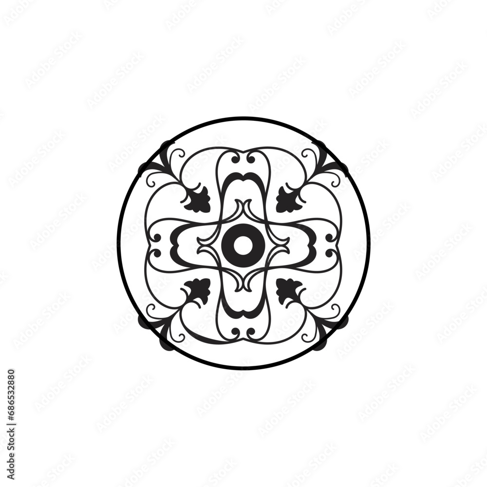 set of mandala elements black circles black set of mandala elements black circles black