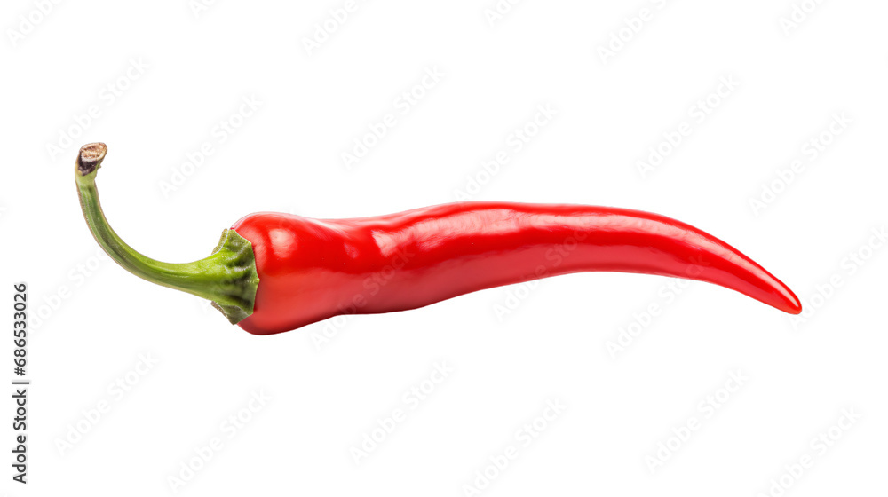 red hot chili pepper isolated on a transparent background, organic ripe chili PNG - obrazy, fototapety, plakaty 