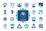 Intuition icon set. Imagination, Vision, Instinct, Psychology, Perception, Foresight, Unconsious, Cognitivity. Duotone color solid icons