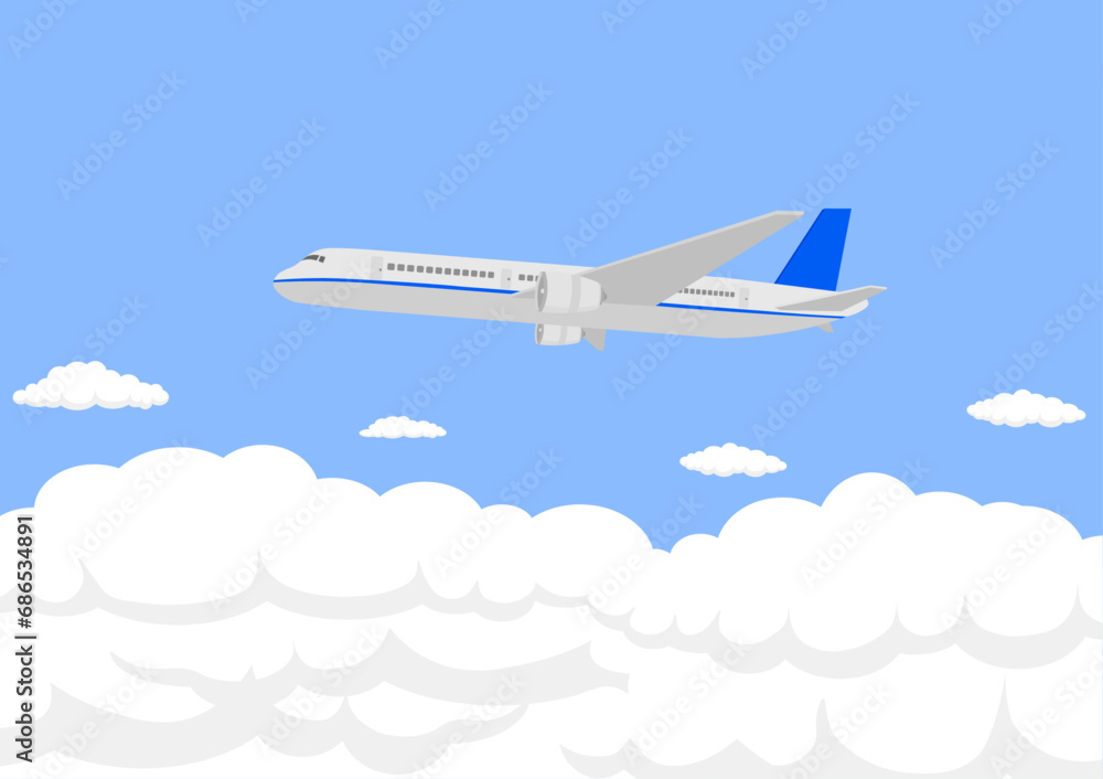 雲の上を飛ぶ飛行機
