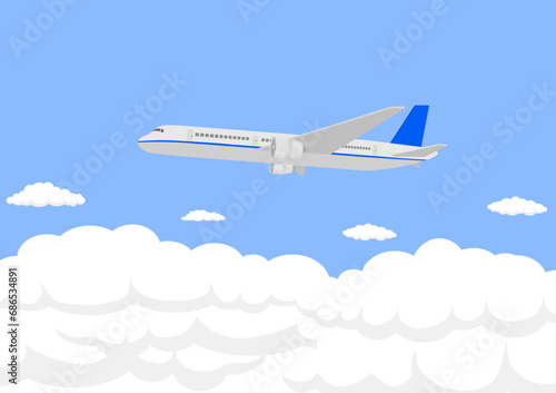 雲の上を飛ぶ飛行機