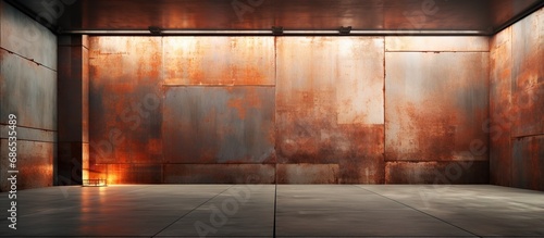 a rusted metal room interior an abstract architectural background