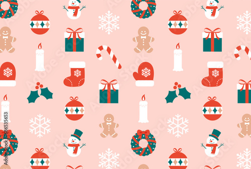 seamless pattern with a set of Christmas icons for banners  cards  flyers  social media wallpapers  etc.