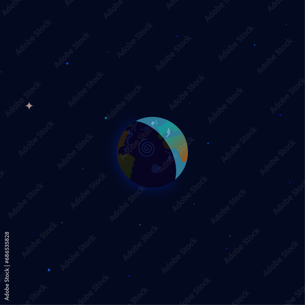 Planet Earth vector illustration. Space and astronomy background. Earth day. 22 April
