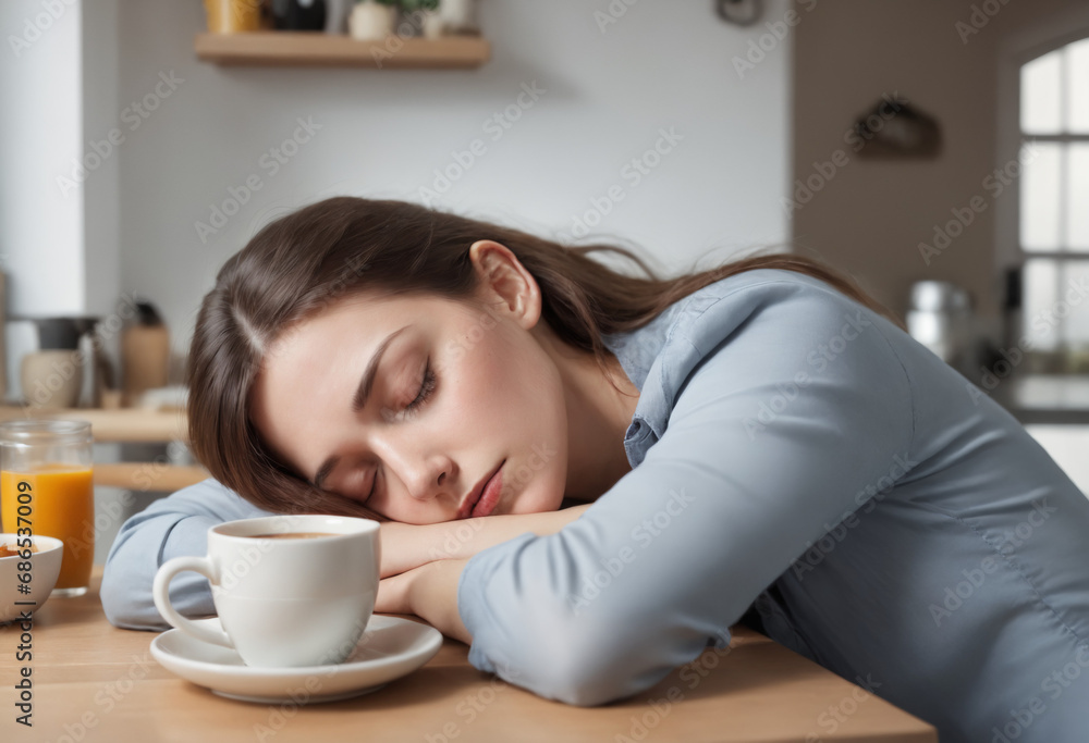 eine Frau nimmt sich eine Pause und hält ein Nickerchen eine Frau nimmt sich eine Pause und hält ein Nickerchen