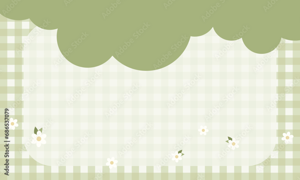 Cute Kawaii Green Grid Landscape Background Vector with framework Cute Kawaii Green Grid Landscape Background Vector with framework