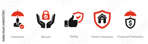 A set of 5 Insurance icons as insurance, secure, safety